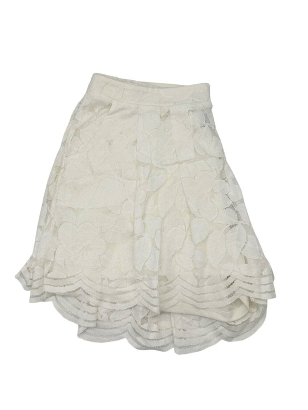 Torrid 2X Ivory Scalloped Lace Shorts Womens Elastic Waist Floral Overlay Light - Picture 8 of 9
